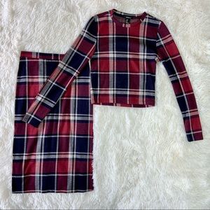 Red/Navy Plaid Two Piece Matching Set